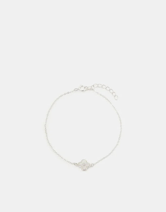 Sterling Silver Mother of Pearl Clover Bracelet