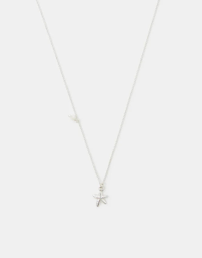 Silver Starfish Pendant Necklace