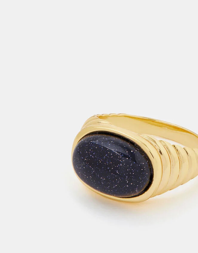 14ct Gold-Plated Stone Ridge Ring Gold