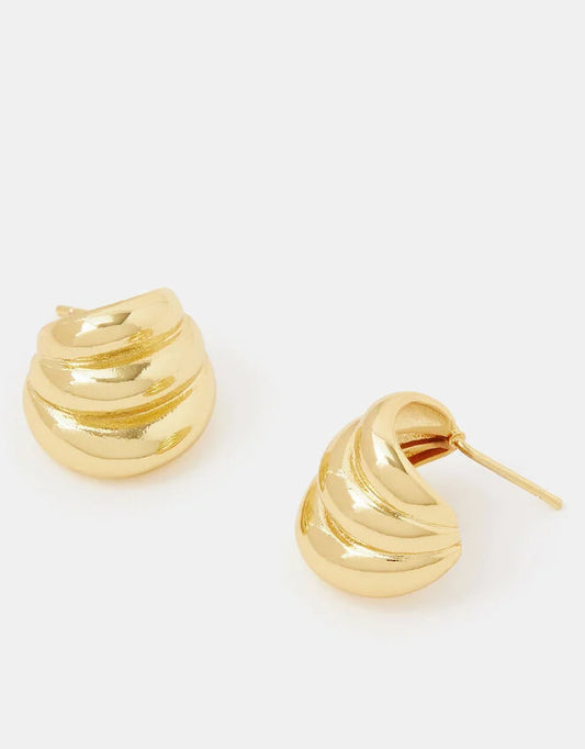 14ct Gold-Plated Ridge Curve Drop Earrings