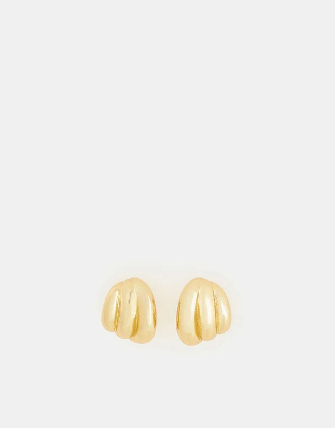 14ct Gold-Plated Ridge Curve Drop Earrings