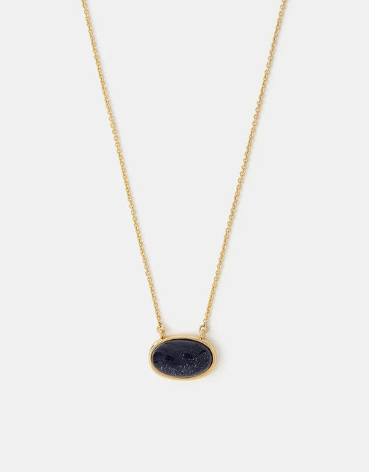 14ct Gold-Plated Stone Pendant Necklace