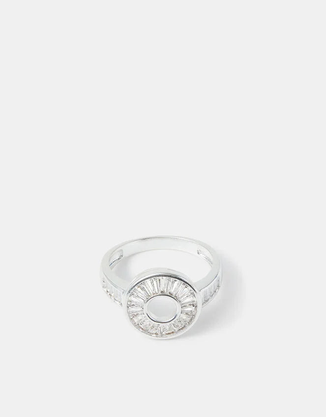 Sterling Silver-Plated Sparkle Circle Ring Silver
