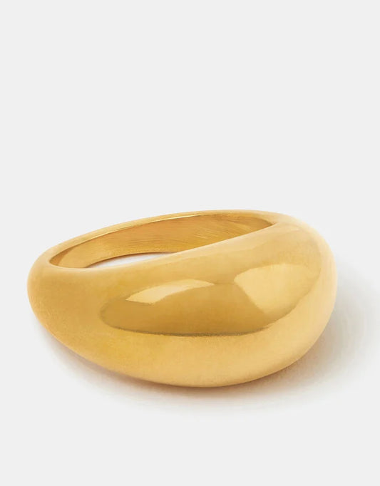 14ct Gold-Plated Chunky Dome Ring Gold