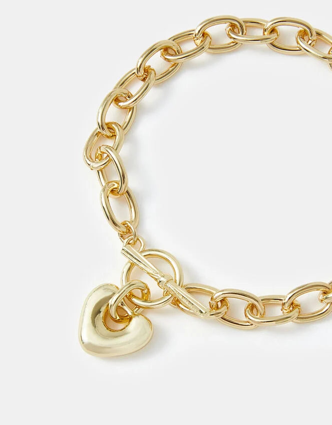 14ct Gold-Plated Heart T-Bar Bracelet