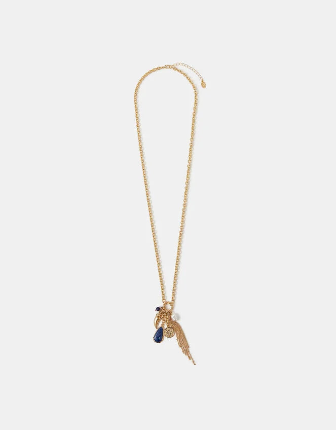 Multi Charm Tassel Pendant Necklace