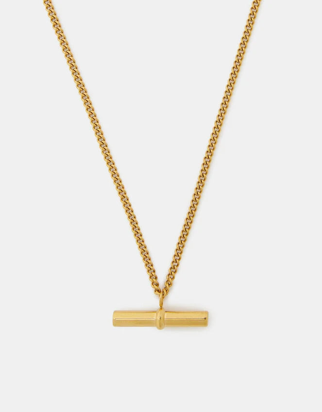 Stainless Steel T-bar Pendant Necklace