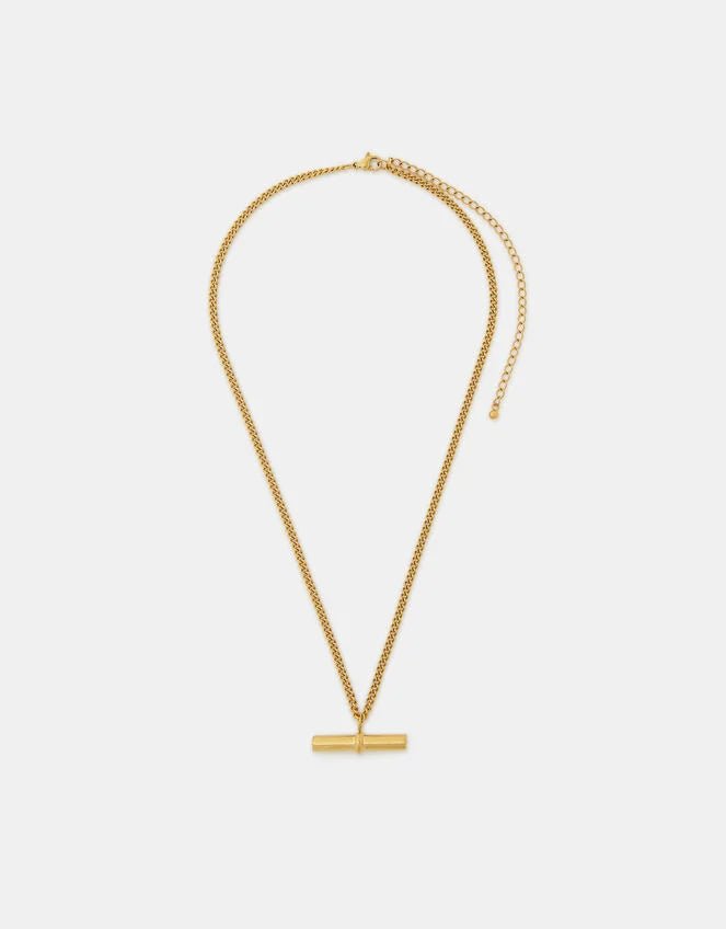 Stainless Steel T-bar Pendant Necklace