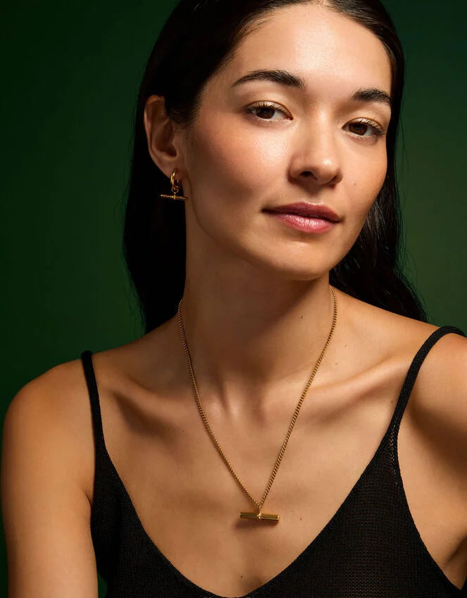 Stainless Steel T-bar Pendant Necklace