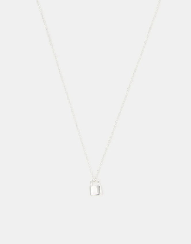 Sterling Silver Lock Pendant Necklace