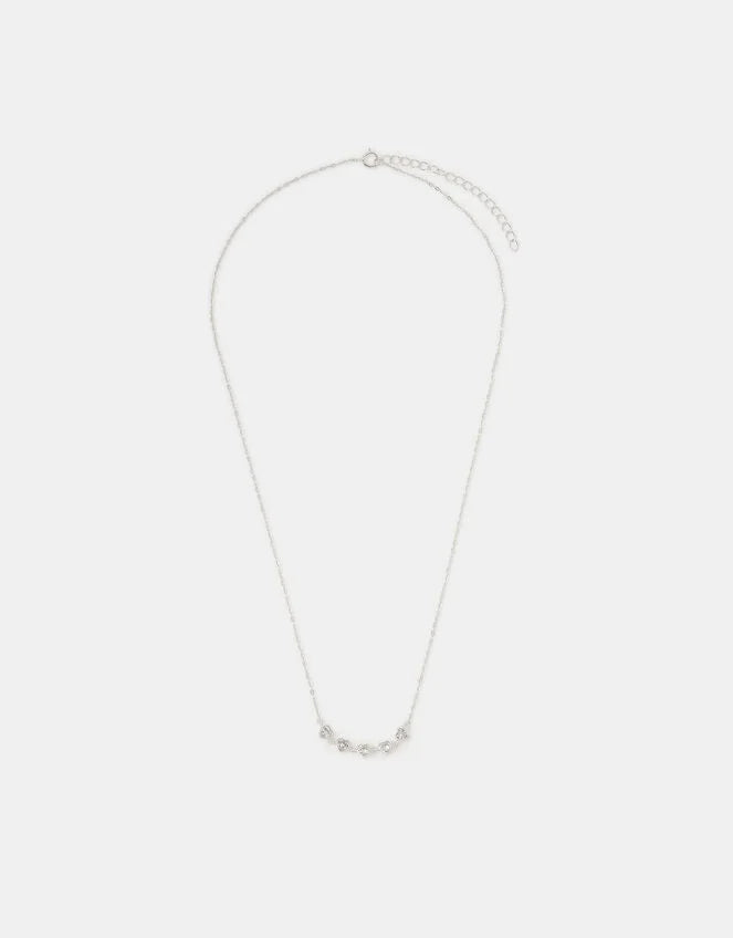 Sterling Silver Diamanté Heart Chain Necklace