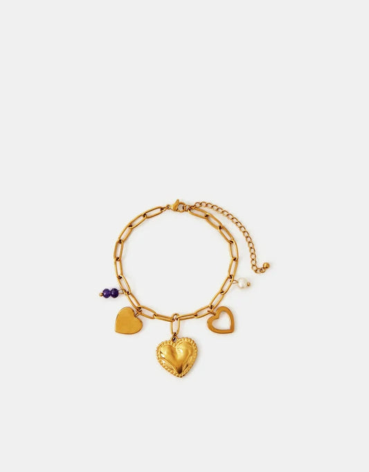Stainless Steel Heart Charm Bracelet