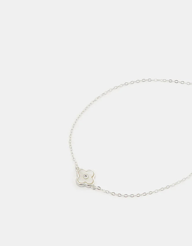 Sterling Silver Mother of Pearl Clover Bracelet