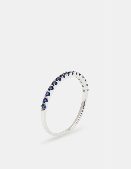Sterling Silver Blue Pavé Ring Silver
